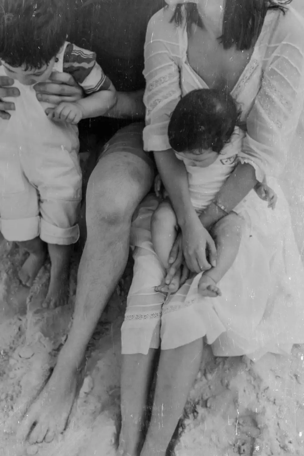 black and white image of Gold Coast family
