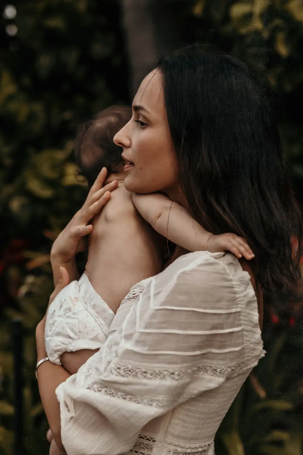 Pausing while holding daughter